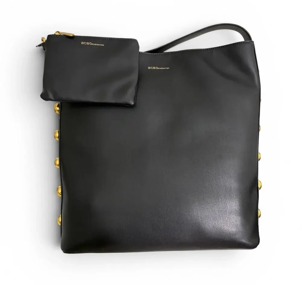 BCBGeneration Black Leather Shoulder Bag with Detachable Coin Purse